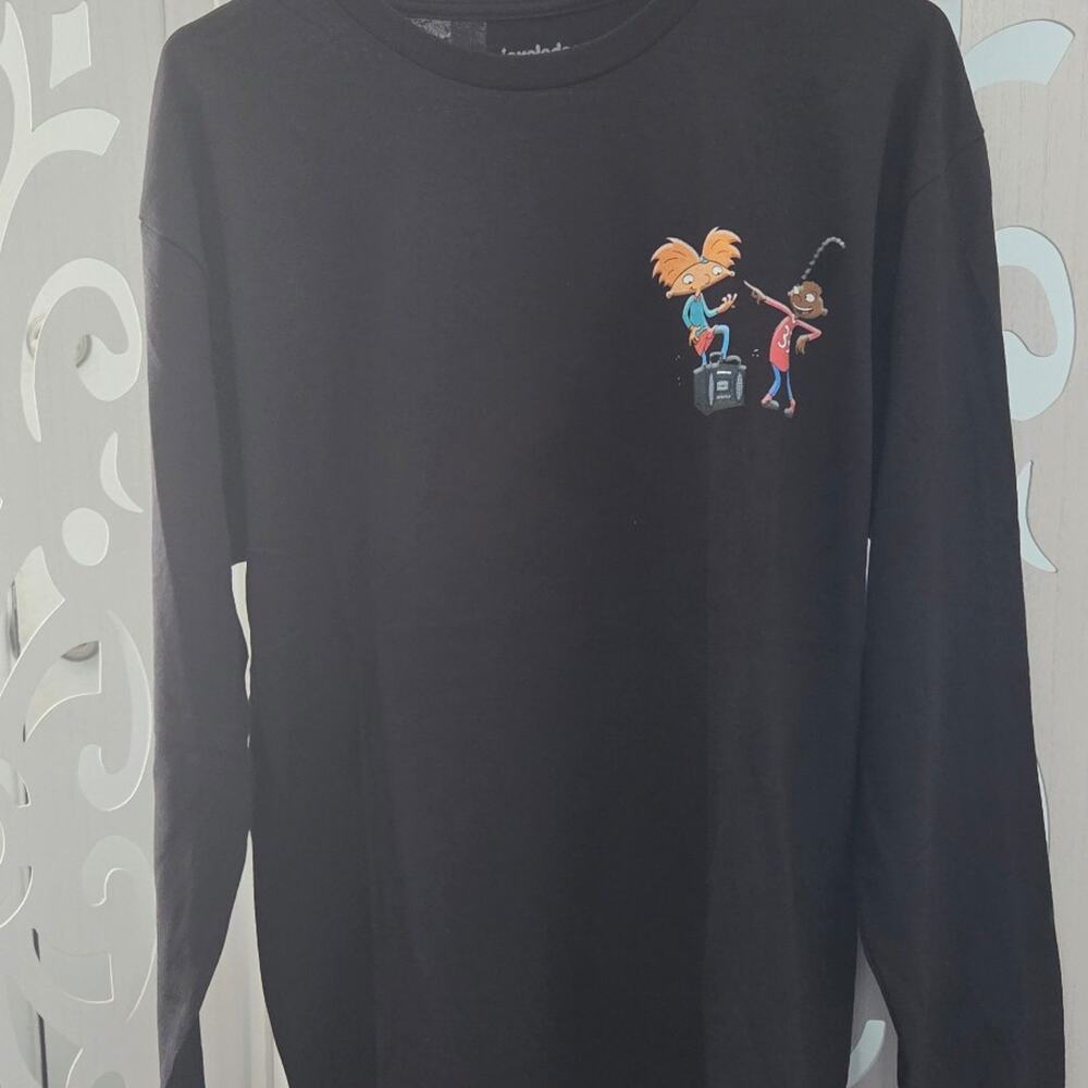 ​Hey Arnold Long Sleeve Shirt Mens Large Black 90s Vibes Nickelodeon NWOT
